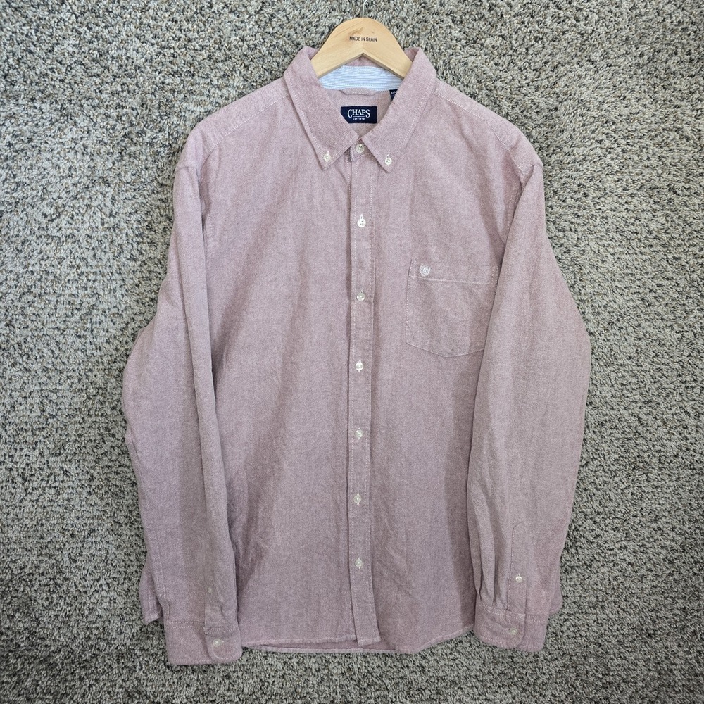Chaps Shirt Mens XXL 2XL Red Flannel‎ Button Down Long Sleeve Cotton Casual